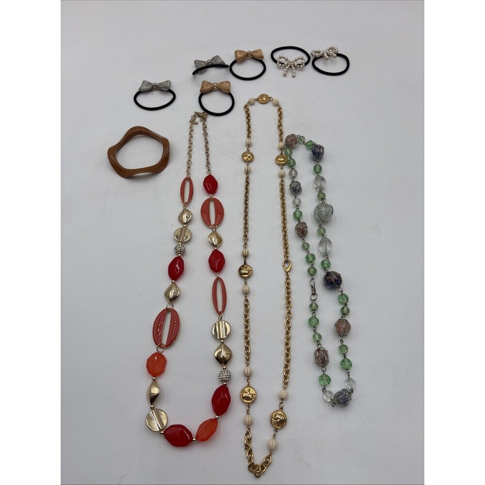 Costume Gypsy Jewelry Lot Glass Bead Necklace Hair tie Bling